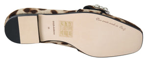 Braun Leopard Print Kristalle Loafers Flats Schuhe
