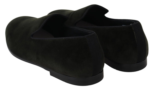Grüner Samt Slip On Herren Loafers Schuhe