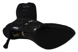 Schwarz Taormina Spitze Socken Stiefel Schuhe Pumps