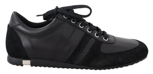 Schwarz Logo Leder Casual Turnschuhe Schuhe