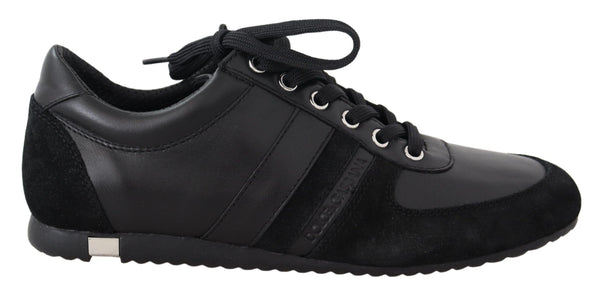 Schwarz Logo Leder Casual Turnschuhe Schuhe