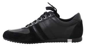 Schwarz Logo Leder Casual Turnschuhe Schuhe