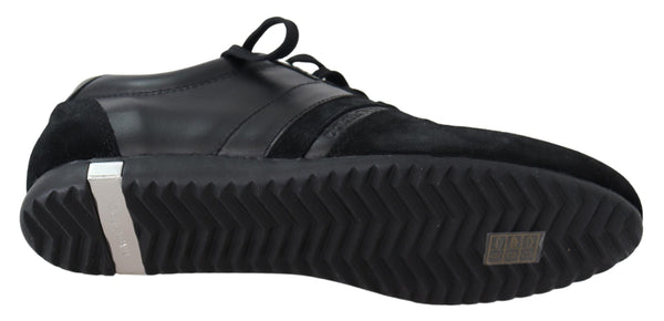 Schwarz Logo Leder Casual Turnschuhe Schuhe