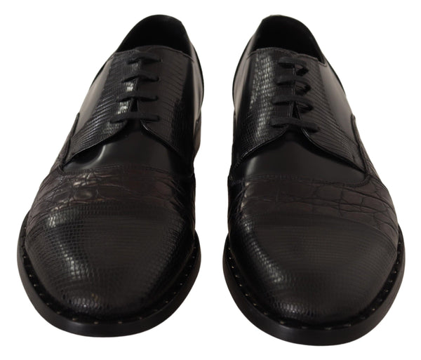 Schwarzes Leder Exotische Felle Formelle Schuhe