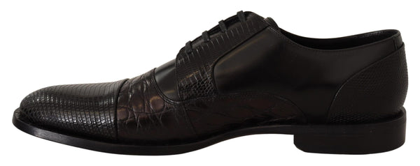 Schwarzes Leder Exotische Felle Formelle Schuhe