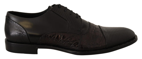 Schwarzes Leder Exotische Felle Formelle Schuhe