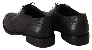 Schwarze Leder Oxford Wingtip Formal Dress Schuhe