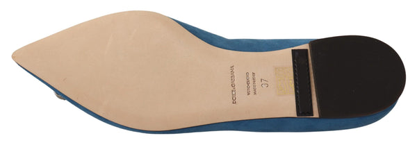 Blau Wildleder Kristalle Loafers Flats Schuhe