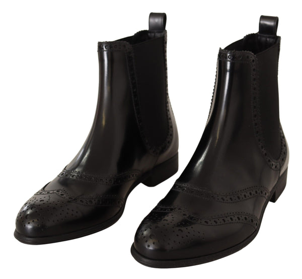 Schwarz Leder Knöchel hohe flache Stiefel Schuhe