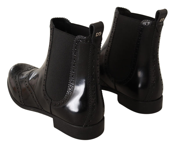 Schwarz Leder Knöchel hohe flache Stiefel Schuhe