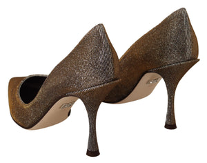 Gold Silber Stoff Absätze Pumps Schuhe
