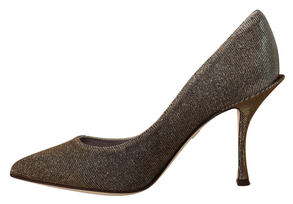 Gold Silber Stoff Absätze Pumps Schuhe
