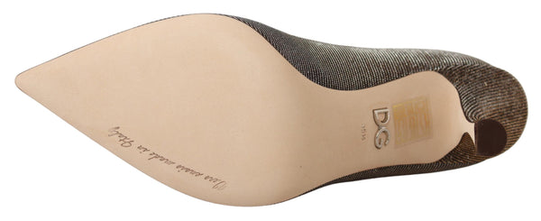 Gold Silber Stoff Absätze Pumps Schuhe