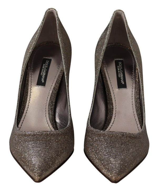 Gold Silber Stoff Absätze Pumps Schuhe