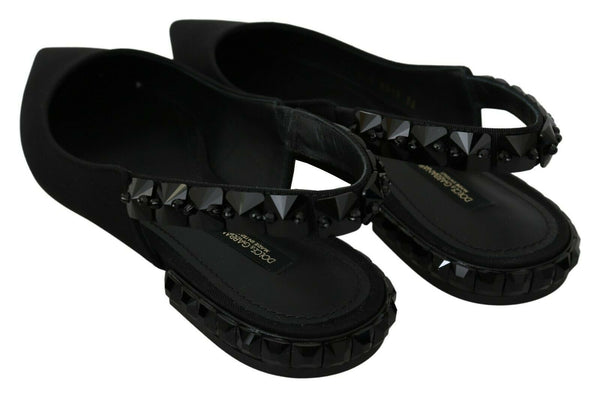 Schwarze Flats Slingback Charmeuse Schuhe
