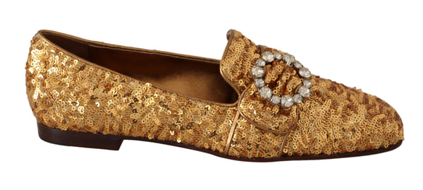 Gold Pailletten Kristall Flach Frauen Loafers Schuhe