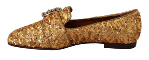 Gold Pailletten Kristall Flach Frauen Loafers Schuhe