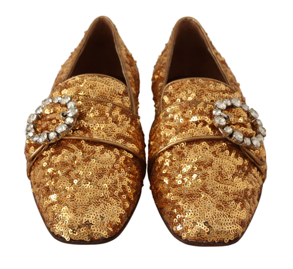 Gold Pailletten Kristall Flach Frauen Loafers Schuhe