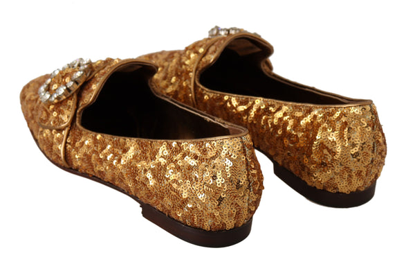 Gold Pailletten Kristall Flach Frauen Loafers Schuhe