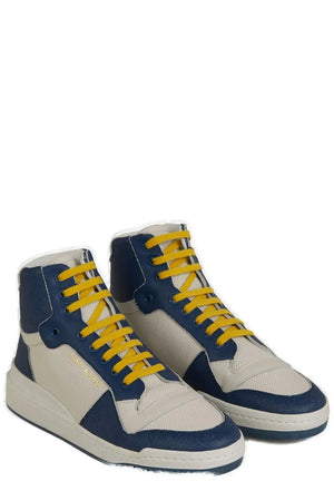 Erhöhen Sie Ihren Stil mit blauen Luxus-Sneakers in mittlerer Höhe