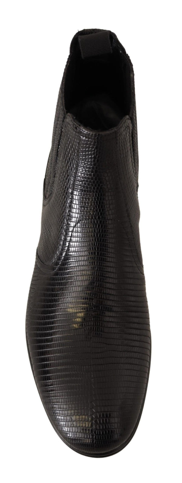 Schwarze Lederstiefeletten aus Eidechsenhaut
