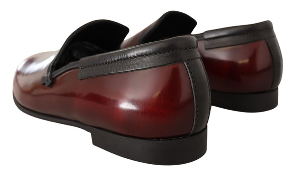 Bordeaux Lackleder Kleid Loafers Schuhe