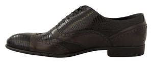 Braune Eidechsenhaut Leder Oxford Dress Schuhe