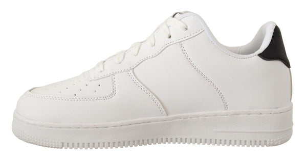 Weißes Leder Perforiert Lace Up Sneakers Casual Männer Schuhe