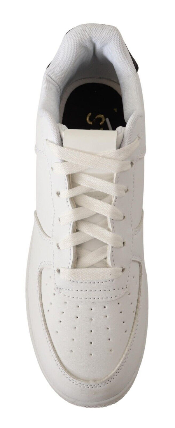 Weißes Leder Perforiert Lace Up Sneakers Casual Männer Schuhe