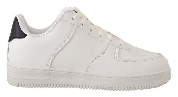 Weißes Leder Perforiert Lace Up Sneakers Casual Männer Schuhe
