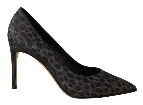 Schwarz Leopard Leder Stiletto High Heels Pumps Schuhe