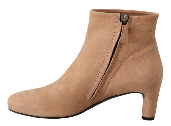 Beige Wildleder Mid Heels Pumps Stiefel Schuhe