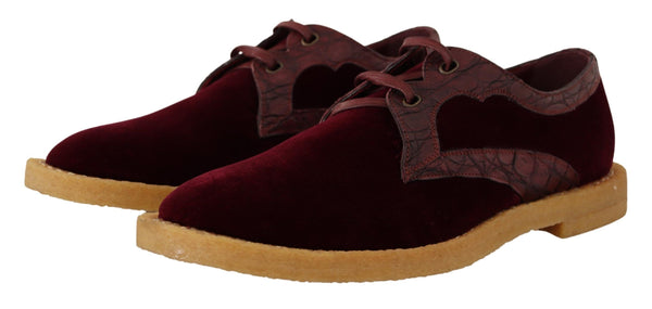 Bordeaux Samt Exotische Lederschuhe