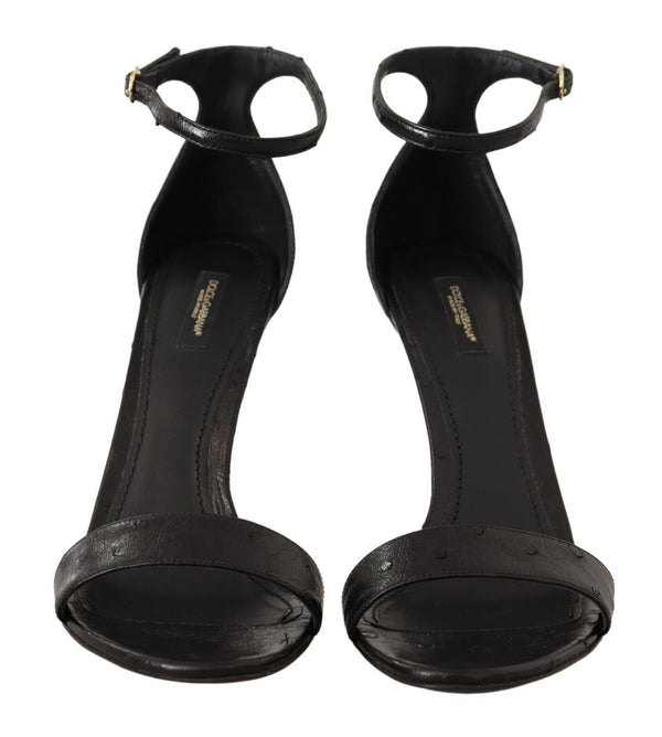Schwarz Strauß Knöchelriemen Heels Sandalen Schuhe
