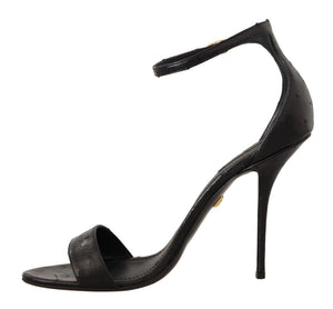 Schwarz Strauß Knöchelriemen Heels Sandalen Schuhe