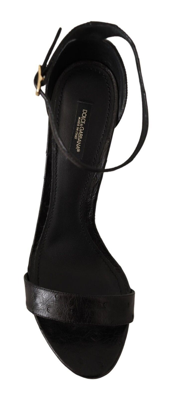 Schwarz Strauß Knöchelriemen Heels Sandalen Schuhe