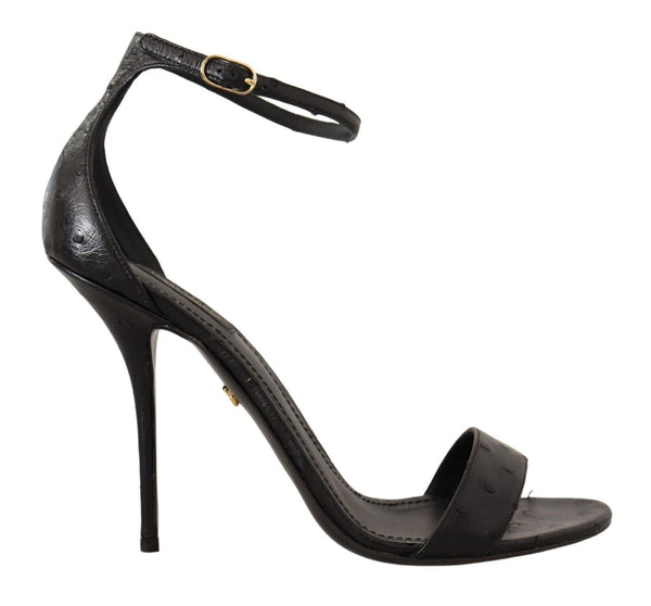 Schwarz Strauß Knöchelriemen Heels Sandalen Schuhe