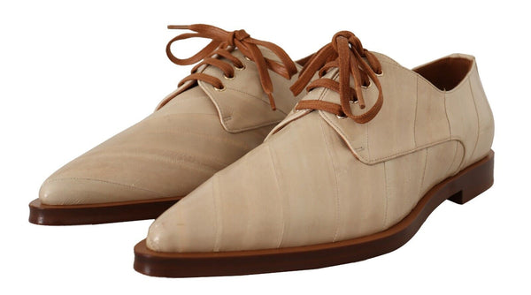 Weiße Aalleder Schnürschuhe Formelle Flats Schuhe