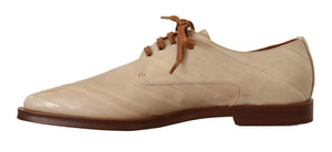 Weiße Aalleder Schnürschuhe Formelle Flats Schuhe