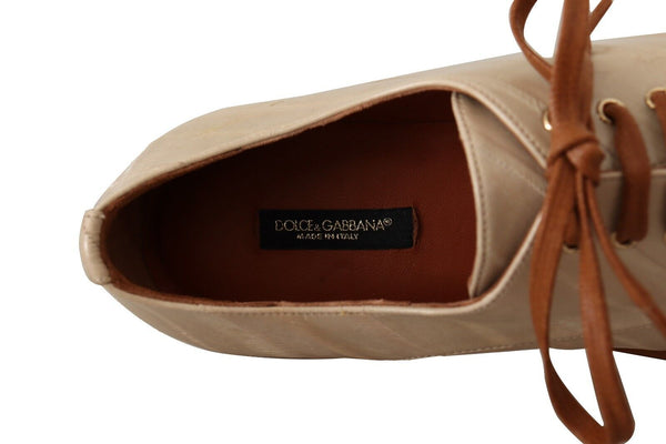 Weiße Aalleder Schnürschuhe Formelle Flats Schuhe