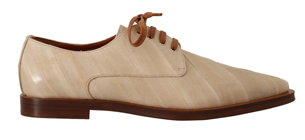Weiße Aalleder Schnürschuhe Formelle Flats Schuhe