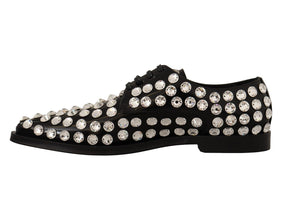 Schwarz Leder Kristalle Schnürschuhe Formal Schuhe
