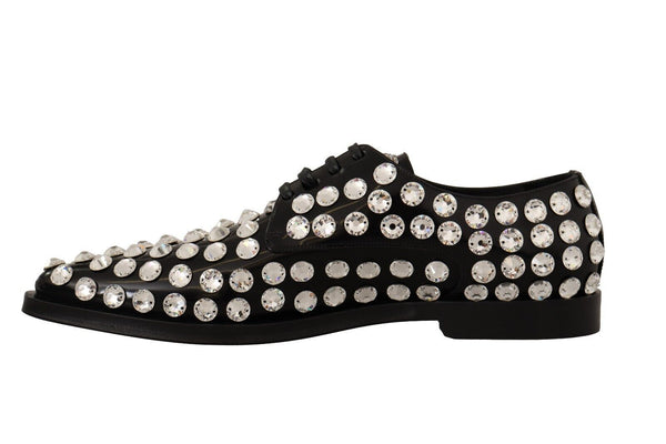 Schwarz Leder Kristalle Schnürschuhe Formal Schuhe