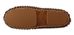 Braun Slip On Ballerina Flats Wolle stricken Schuhe