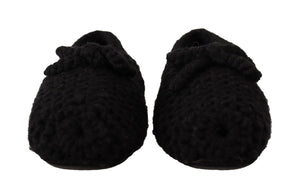Schwarz Slip On Ballerina Flats Wolle stricken Schuhe