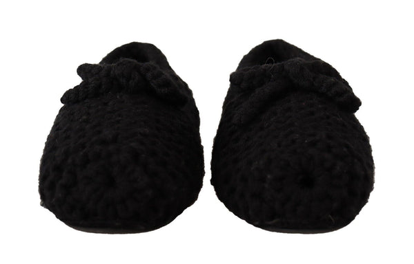 Schwarz Slip On Ballerina Flats Wolle stricken Schuhe