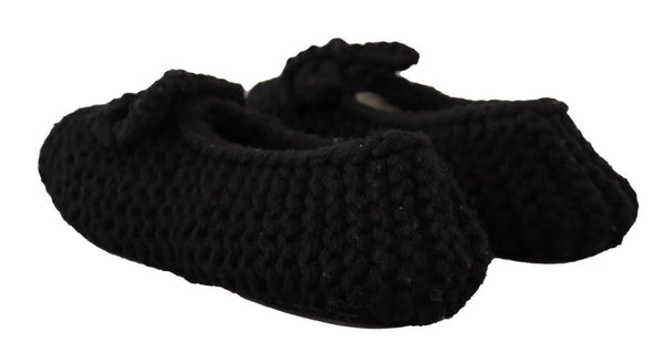 Schwarz Slip On Ballerina Flats Wolle stricken Schuhe