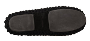 Schwarz Slip On Ballerina Flats Wolle stricken Schuhe