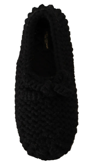 Schwarz Slip On Ballerina Flats Wolle stricken Schuhe