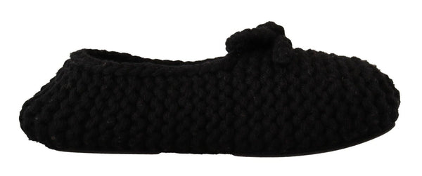 Schwarz Slip On Ballerina Flats Wolle stricken Schuhe